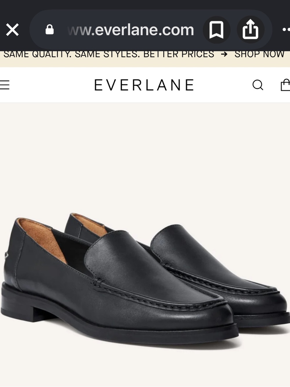 Everlane Modern Loafer Black Leather Size 10 | Minimalist Classic